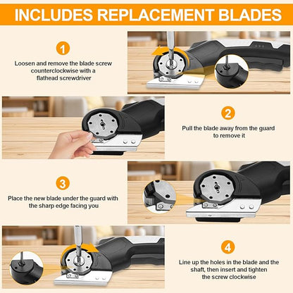 AYP Cordless Electric Scissors,4.2V Cardboard Cutter Machine with Utility Knife & Storage Box, Rotary Cutter Used for Fabric, Leather, Plastic, Carpet Cutting