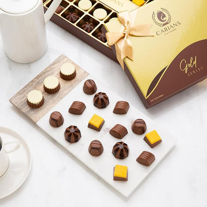 CARIANS Chocolate Gourmet Truffles Box, Assorted Pralines Box, Premium Gourmet Gift Basket, Assortment of Milk and Dark Chocolate Great for Gift Giving, Anniversary, Thanksgiving, Christmas