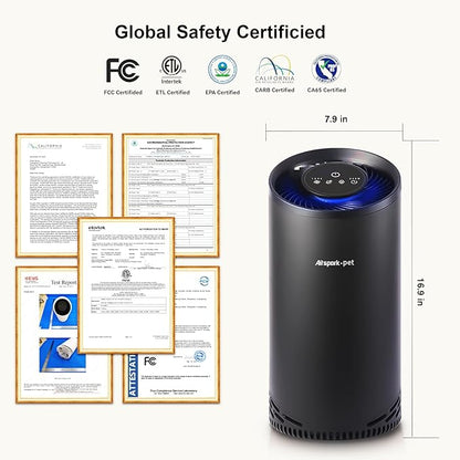 Pet Air Purifiers for Home Pets in Bedroom and Large room. Washable Pet Pre-Filter HEPA Air Purifier for Pet Hair Dander Odors, Filter 99.99% Smoke Dust Dander Pollen, Night Light Sleep Mode