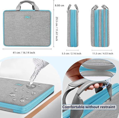 ZINZ Laptop Case 15 15.6 16 inch Sleeve, Expandable Computer Hand Bag with Multi-pockets Compatible with MacBook Pro 16 inch M4/M3/M2/M1, MacBook Air/Pro 15 inch and 15-16 inch Notebooks，G01Y01