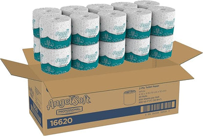 Georgia-Pacific Angel Soft Ultra Professional Series 2-Ply Embossed Toilet Paper by GP PRO, 16620, 450 Sheets Per Roll, 20 Rolls Per Convenience Case