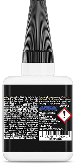 3D Printer Super Glue Gel – XXL 50g / 1.76oz Industrial Strength – Bonds PLA, ABS, PETG, TPU & Nylon – Extra Strong, Waterproof & Heat-Resistant – Anti-Clog Tip – KRAFTPROTZ Adhesive for 3D Prints