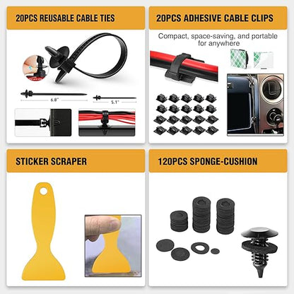 GOOACC 330Pcs Trim Removal Tool, Auto Push Pin Bumper Retainer Clip Set Fastener Terminal Remover Tool Adhesive Cable Clips Kit Car Panel Radio Removal Auto Clip Pliers, Black