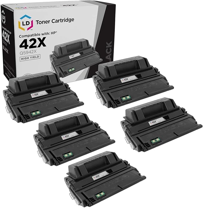 LD Products Replacement Toner Cartridge Compatible with HP 42X Q5942X High Yield (Black 5-Pk) Compatible with HP LaserJet / Multifunction printers 4250, 4250tn, 4350n, 4250dtn, 4350, 4350tn, 4250dtnsl