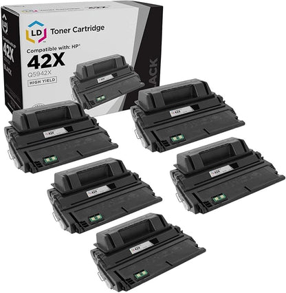 LD Products Replacement Toner Cartridge Compatible with HP 42X Q5942X High Yield (Black 5-Pk) Compatible with HP LaserJet / Multifunction printers 4250, 4250tn, 4350n, 4250dtn, 4350, 4350tn, 4250dtnsl