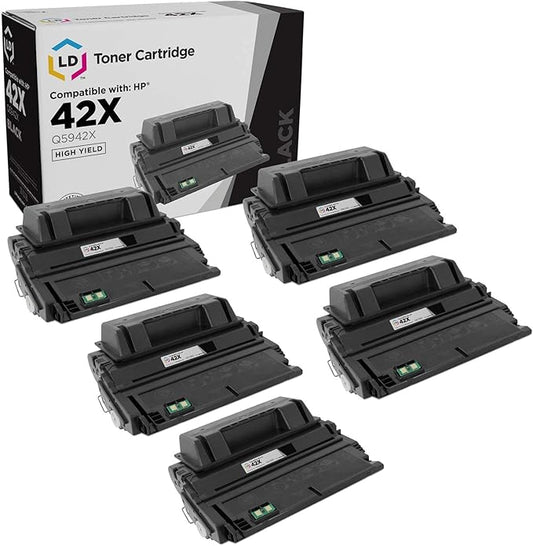 LD Products Replacement Toner Cartridge Compatible with HP 42X Q5942X High Yield (Black 5-Pk) Compatible with HP LaserJet / Multifunction printers 4250, 4250tn, 4350n, 4250dtn, 4350, 4350tn, 4250dtnsl