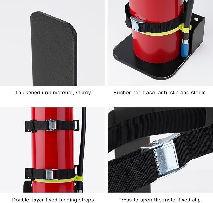 Fire Extinguisher Mount,Heavy Duty Vehicle Bracket Compatible with 20lb ABC, 10lb CO2 or a 15lb CO2 Fire Extinguishers（Black）