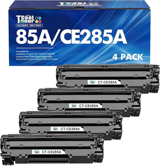 Cool Toner Compatible CE285A 85A Toner Replacement for HP 85A CE285A P1102w Toner Cartridge for HP LaserJet Pro P1102w M1212nf MFP P1109w M1217nfw P1102 P1100 M1132 M1210 1102w Printer (Black, 4-Pack)