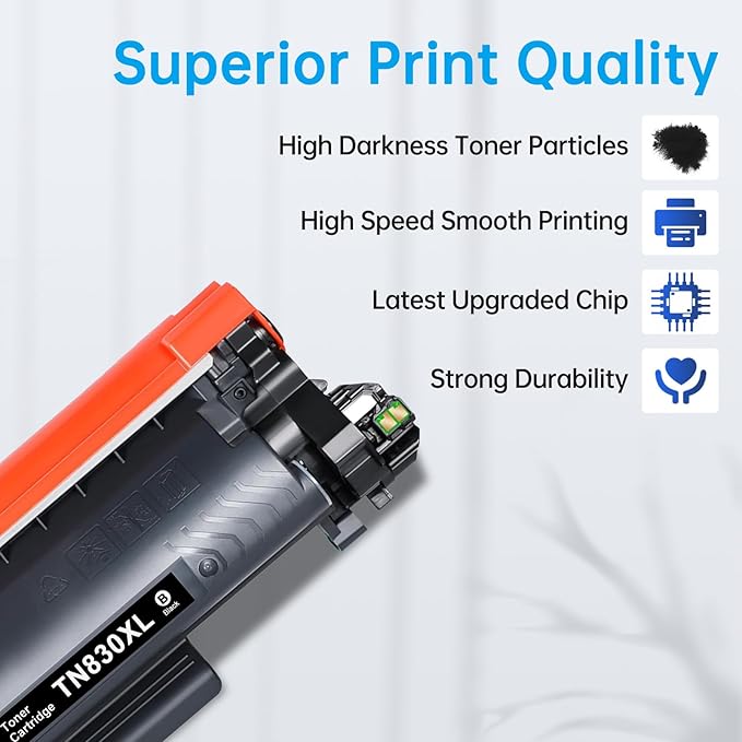 4-Pack TN830XL Black Toner Cartridges Compatible for Brother TN830 TN 830 XL Use for HL-L2460DW DCP-L2640DW MFC-L2820DW Printer
