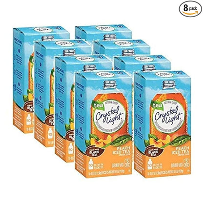 Crystal Light On-the-Go, Peach Iced Tea Drink Mix, 10 CT (Pack of 8)