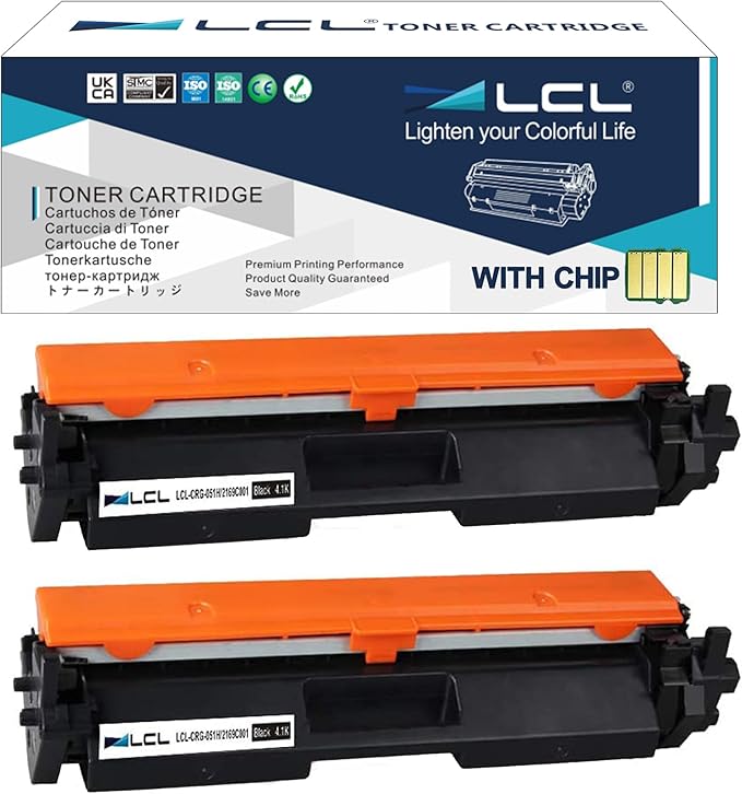 LCL 051 MF264DW Toner Cartridge Replacement for Canon 051 CRG-051 CRG051 2168C001 for Canon ImageCLASS MF263dn MF264dw MF266dn MF267dw MF269dw LBP161dn LBP162dw LBP1692dwkg Printer (2-Pack Black)