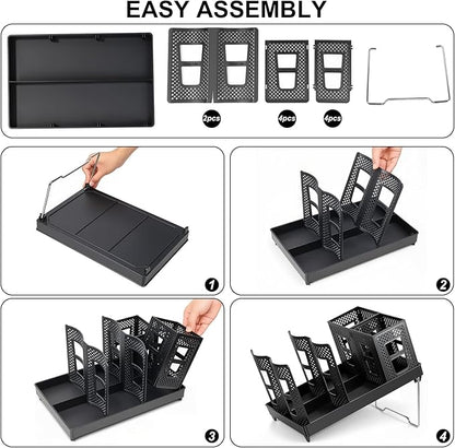 Cup and Lid Holder, Coffee Cup Holder with Straw Organizer, Adjustable Plastic Cup Dispenser, Upright Paper Cup Storage, for Countertop, Coffees Station, Office, Bar Restaurant, Breakroom