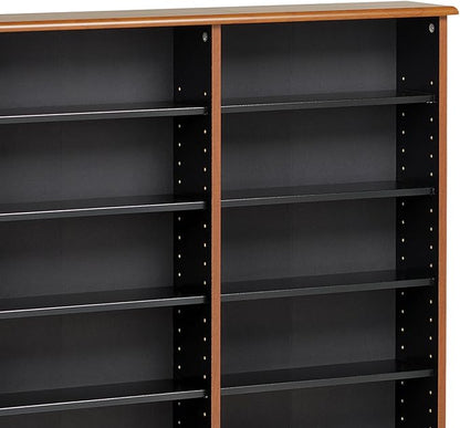 Prepac 3 Column Tall Cabinet Media Storage, Triple Width Wall, Cherry/Black
