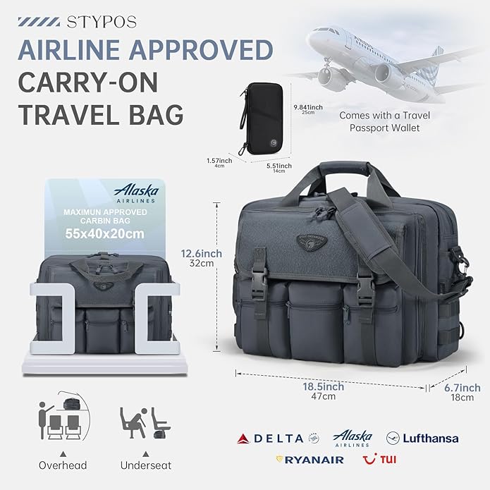 Large Tactical Laptop Bag for Men, Military 17.3 Inch Computer Bag Briefcase with Passport Wallet, Carry on Messenger Bag