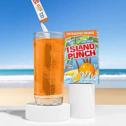 Wyler's Light Island Punch Singles To Go, Water Drink Mix, Outrageous Orange, 10 Count, Pack Of 12 (120 Single Servings)