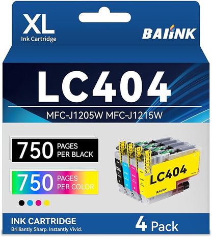 LC404 Ink Cartridges Replacement for Brother Ink Cartridges LC404 LC-404 LC404XL Compatible with Brother MFC-J1205W MFC-J1215W MFC-J1205W XL Printer (4 Pack, Black Cyan Magenta Yellow)