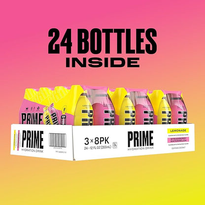 PRIME HYDRATION Duo - Strawberry Watermelon & Lemonade, Sports Drinks, Electrolyte Enhanced for Ultimate Hydration, 250mg BCAAs, B Vitamins, Antioxidants, Low Sugar, 12 Fl Oz (Pack of 24)
