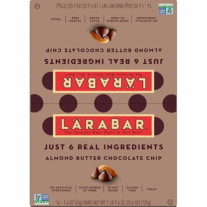 Larabar Almond Butter Chocolate Chip, Gluten Free Vegan Bars, 16 ct