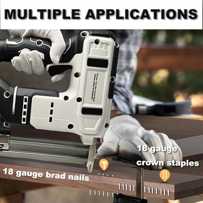2 in 1 Cordless Brad Nailer Compatible with De wa-lt 20V Battery (No Battery), 18 Gauge Electric Nail Gun/Staple Gun with 1000 Nails & 1000 Staples for Upholstery Carpentry and Wood Working