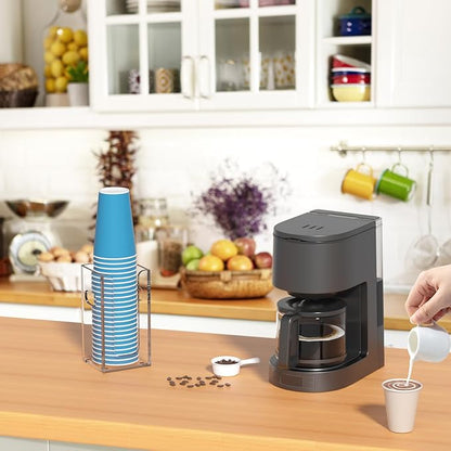 WINFFOR Disposable Cup Organizer Dispenser - Clear Acrylic Cup and Lid Holder with Handles Plastic Cup Dispenser Countertop Paper Coffee Cup Holder for Coffee Bar House Party Essentials