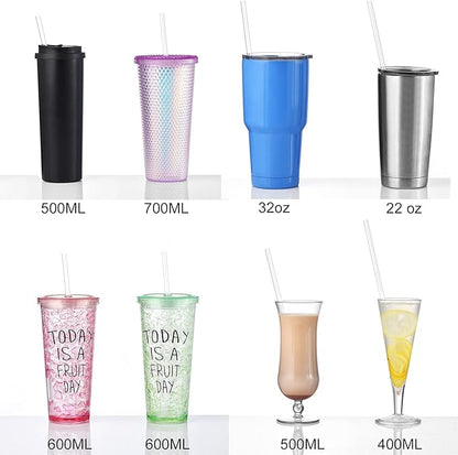 ALINK 12-Pack Reusable Plastic Clear Straws, 13 inch Extra Long Tumbler Straws for Stanley Cups, 1 Gallon, 64 oz 40 oz 32 oz Water Bottles, Plus Cleaning Brush