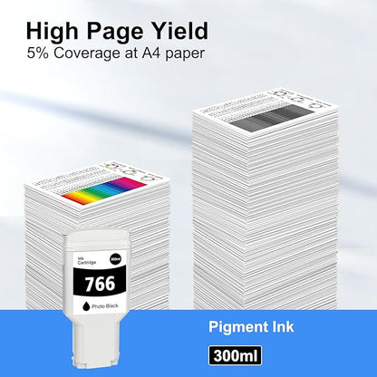 766 Ink Cartridge Photo Black P2V94A Pigment 766 PBK Ink Replacement for 766 Ink Cartridge for DesignJet XL 3600 3600dr Series Printer Ink 1-Pack 300ml