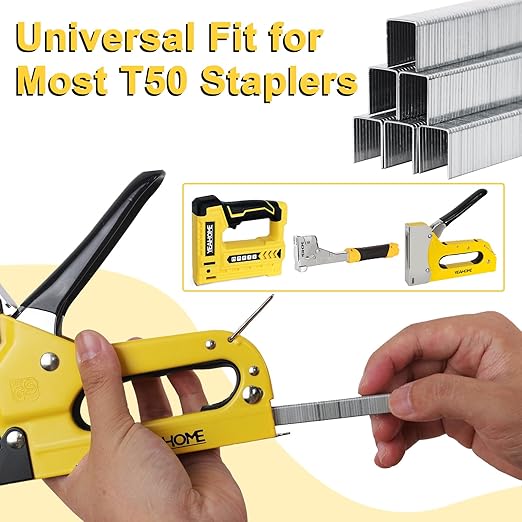 YEAHOME Heavy Duty Staples, 2000 Counts 5/16 inch T50 Staples, 20 Gauge Galvanized 3/8 Inch Crown Upholstery Staple for Pneumatic, Electric T50 Staple Gun