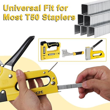 YEAHOME Heavy Duty Staples, 2000 Counts 1/2 inch T50 Staples, 20 Gauge Galvanized 3/8 Inch Crown Upholstery Staple for Pneumatic, Electric T50 Staple Gun