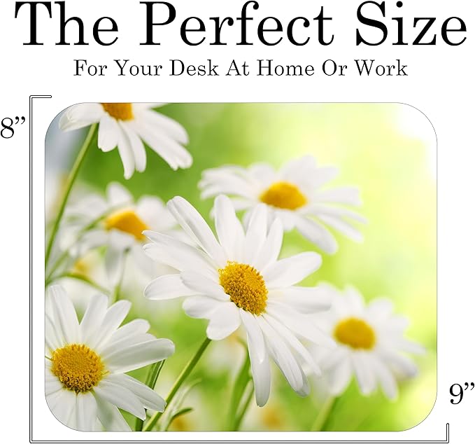 Floral Pattern Flower Mouse Pad Mat Mousepad for Desk Computer Laptop PC Gaming Home or Office Gift for Her Flowers (Daisy MP102)