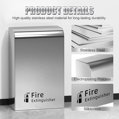 Fire Extinguisher Cabinet Floor Standing, Stainless Steel Fire Extinguisher Box, Suitable for Shopping Malls and Hotels, Can Accommodate Two 10 Pound Fire Extinguishers (Silver)