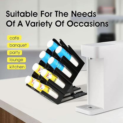 Clivia Pack of 2 Commercial Cup and Lid Holder, Coffee Cup Dispenser Organizer,Paper Cup Holder,Collapsible Design,4 Compartment Countertop Cup and Lid Organizer, Color Black