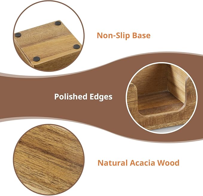 Sticky Note Holder, Acacia Wood Post It Note Dispenser for Office Desk Accessories, Self Stick Note Pad Holder, Memo Pad Holder Dispenser Organizer for School Office Desk Supplies