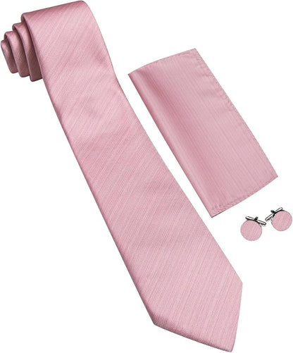 Barry.Wang Tie Sets for Men Silk Solid Necktie Stain Ties Handkerchief Pocket Square Cufflinks Wedding Business Dyed