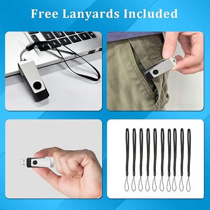 1GB Flash Drives 50 Pack, Wooolken USB 2.0 Thumb Drive with Lanyards Bulk USB Sticks for Weddings,Office, School, Data Storage Backup