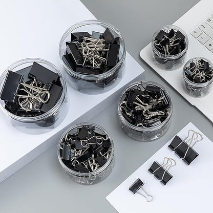 208 PCS Assorted Metal Binder Clips, Bulk Paper Clamps for School, Office, and Teachers, Black Binding Paper Clips in Various Sizes