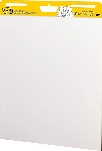 Post-it Super Sticky Easel Pad 25 in x 30 in White 30 Sheets/Pad 2 Pad/Pack Large White Premium Self Stick Flip Chart Paper Super Sticking Power (559)