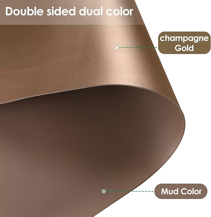 Leather Table Pad,1.8mm Thick,40x90 Inch,Dining Table Pad,Table Pads for Dining Room Table Rectangular,Table Protector for Dining Room Table,(Mud Color+Champagne Gold,40x90)