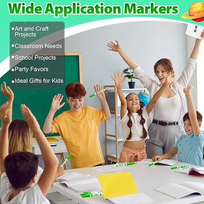 Janlaugh 24 Pcs Washable Markers Bulk Broad Line Markers Coloring Conical Tip Large pens for Kids art projects, Teachers, Students, Toddlers, Party Favors, Classrooms, Donations(Light Green)