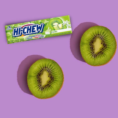 HI-CHEW Kiwi Sticks, 15-Pack, Soft & Chewy Candy, 1.76oz Each, Bulk Candy Individually Wrapped - Made with Immensely Juicy Fruity Flavors