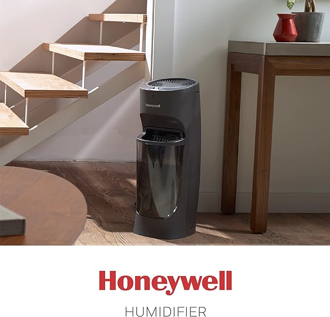 Honeywell Top Fill Tower Humidifier, Digital Humidistat, Black – Cool Mist Humidifiers for Bedroom, Home or Office with Space-Saving Tower Design