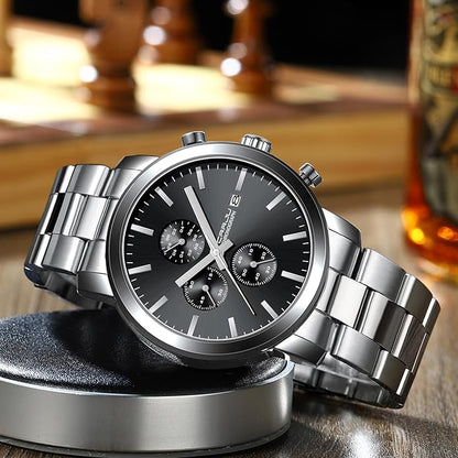 CRRJU Mens Stylish Casual Quartz Watches for Men Luxury Waterproof Calendar Chronograph Japan Movement Wristwatches