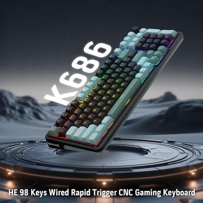 Redragon K686 HE Rapid Trigger Gaming Keyboard, 8K Wired Mechanical Keyboard w/Next-Gen UltraMag 100% POM Silky Magnetic Switch, Dual-Module Floating Patent Structure Design, 2-Layer Noise Dampening