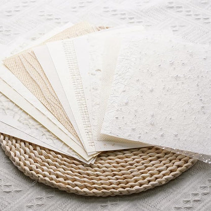 15Pcs Handmade Scrapbook Art Paper Craft Textured Paper Colorful A5 sheet Mesh Special Paper Mix for Scrapbooking Junk Journal Journaling Supplies DIY Materials,5.8x8.2 inches (White)