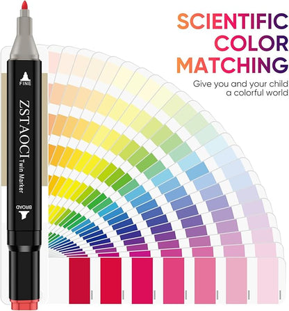 204 Colors Alcohol Markers, Art Markers for Kids Adults Artists Coloring Book Painting Sketching, Dual Tip Drawing Marker Set Perfect for Boys Girls Students Gift (204)