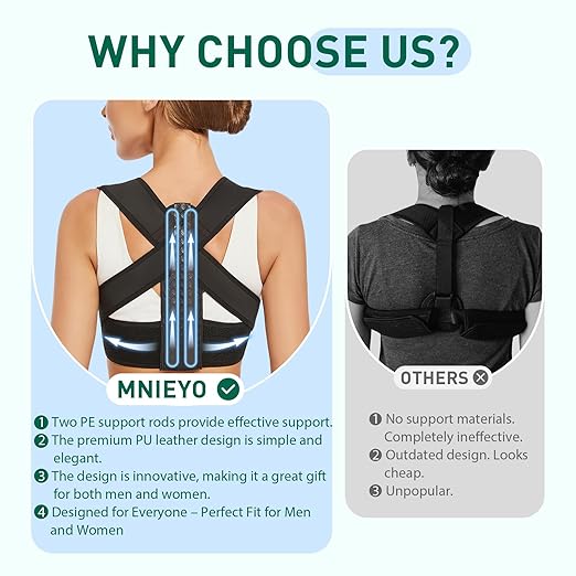WNIEYO Posture Corrector for Women, Back Brace Posture Corrector Neck Hump, Back Support for Men and Women - Upper Back Pain Relief, Improve Posture, Correct Hunchback, Slouching, Kyphosis(L)