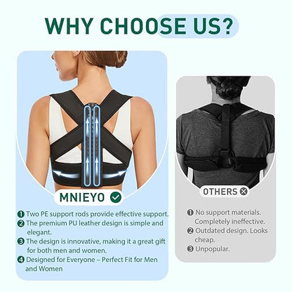 WNIEYO Posture Corrector for Women, Back Brace Posture Corrector Neck Hump, Back Support for Men and Women - Upper Back Pain Relief, Improve Posture, Correct Hunchback, Slouching, Kyphosis(L)