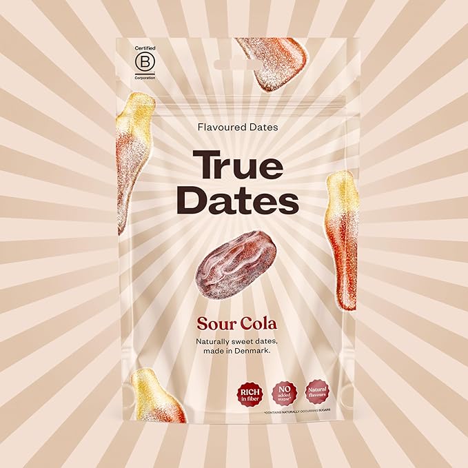 True Dates Candy Dates - Sour Cola - Dates With Candy Flavor, Vegan, No Added Sugar, Gluten Free - 3.5oz Bags (4 Pack)