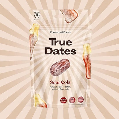 True Dates Candy Dates - Sour Cola - Dates With Candy Flavor, Vegan, No Added Sugar, Gluten Free - 3.5oz Bags (4 Pack)