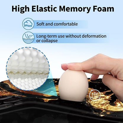 YIWEI Ergonomic Mouse Pad with Wrist Rest - Comfortable Office Mousepad with Memory Foam Wrist Support for Carpal Tunnel Relief, Mouse Pads with Non-Slip Base for Gaming and Home (Gold)