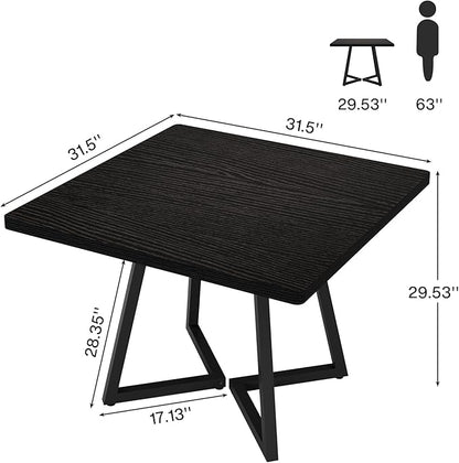 Tribesigns 31.5" Square Conference Table Set of 2, 63" Industrial Office Meeting Table for 4-6 People, Business Podcast Furniture with Metal Base for Small Spaces, Office Conference, Black